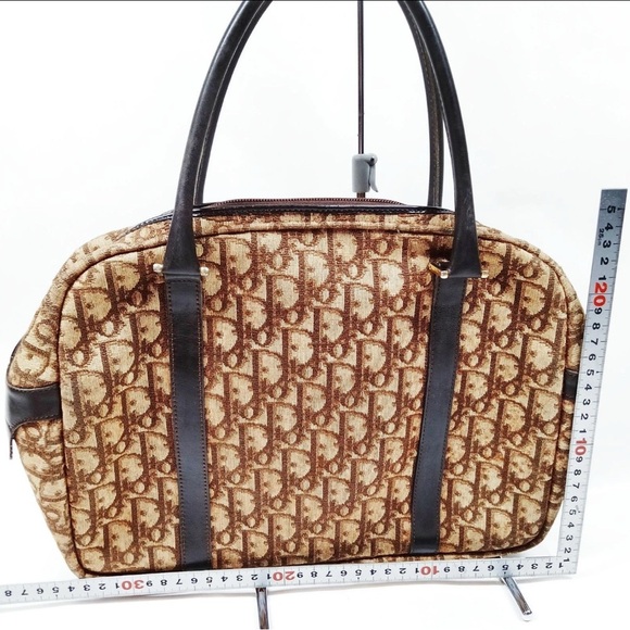 Vintage Christian Dior Hand Bag Brown Canvas - Picture 2 of 9